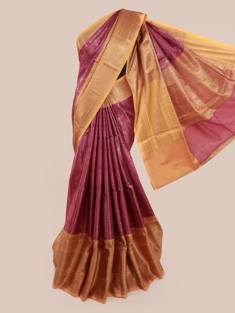 

Pothys Pink & Gold-Toned Cotton Blend Woven Design Saree
