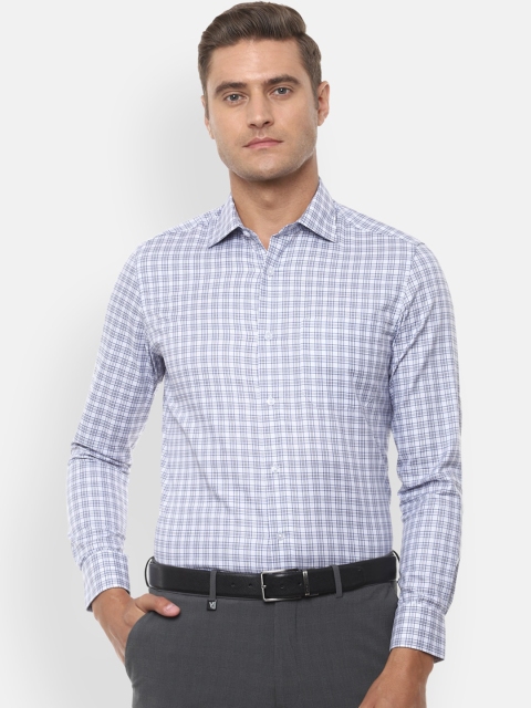 

Louis Philippe Men Blue Regular Fit Checked Casual Shirt