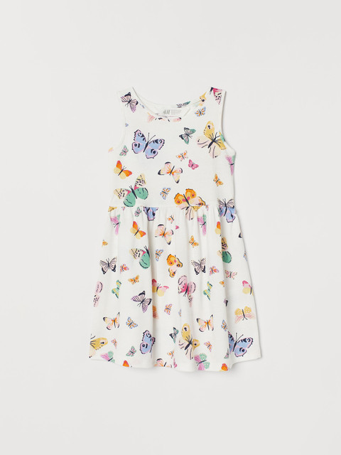 

H&M Girls White & Yellow Patterned Jersey Dress