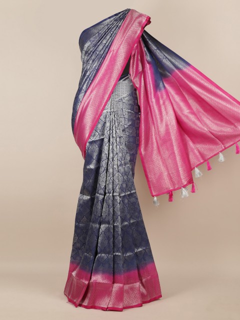 

Pothys Navy Blue Woven Design Jute Silk Saree