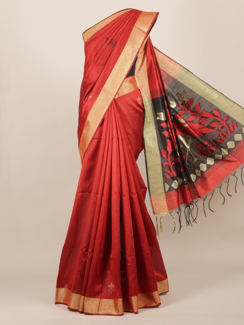 

Pothys Red Woven Design Jute Silk Saree