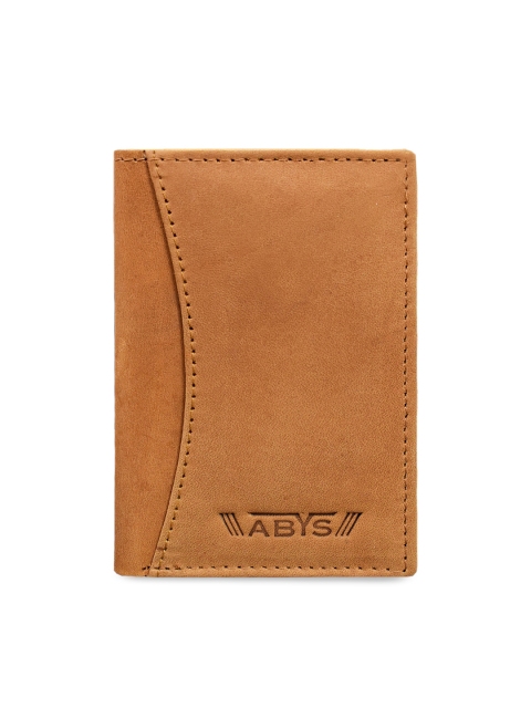 

ABYS Men Tan Brown Solid Leather Two Fold Wallet