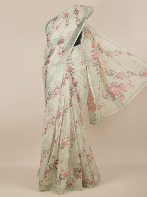 

Pothys Green & Pink Tissue Printed Saree