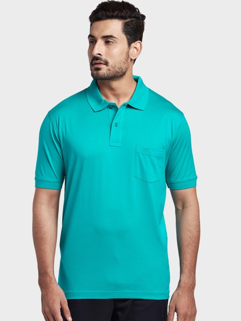 

ColorPlus Men Green Solid Polo Collar T-shirt