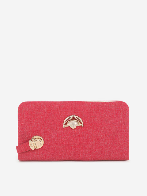 

Element Cart Pink & Gold-Toned Solid Embellished Clutch