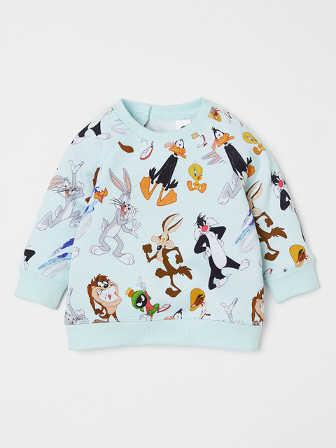 

H&M Infant Boys Turquoise Blue & Black Printed Sweatshirt