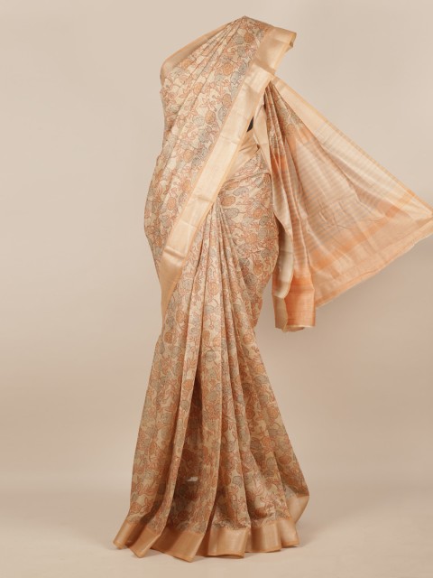 

Pothys Cream-Coloured Woven Design Linen Blend Saree