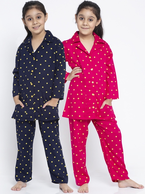 

Baani Creations Girls Pack Of 2 Printed Night suit, Pink