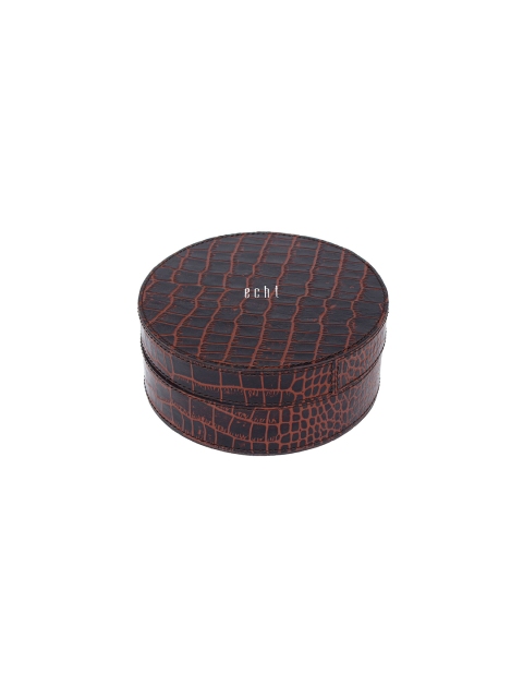 

echt Women Brown & Black Croco Design Leather Jewellery Box