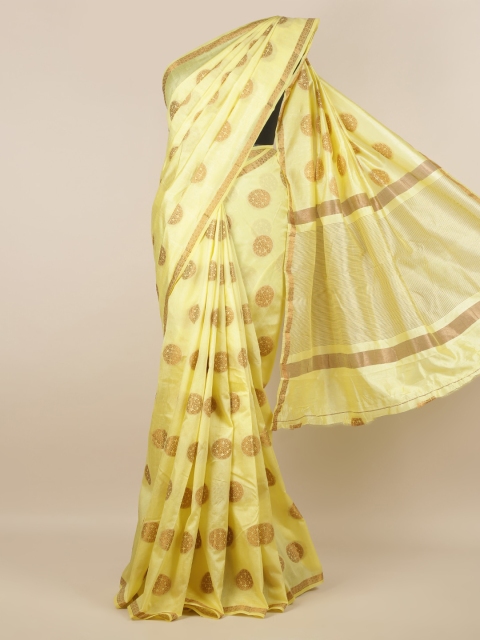

Pothys Yellow Woven Design Jute Silk Saree