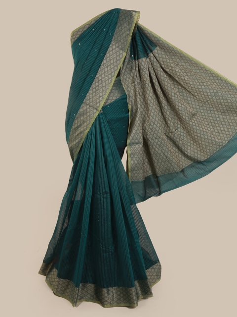 

Pothys Green Striped Supernet Saree