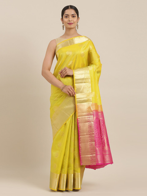 

The Chennai Silks Green Pure Silk Woven Design Kanjeevaram Saree
