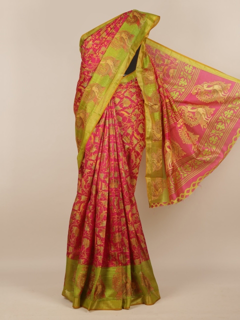 

Pothys Magenta Printed Jute Silk Saree