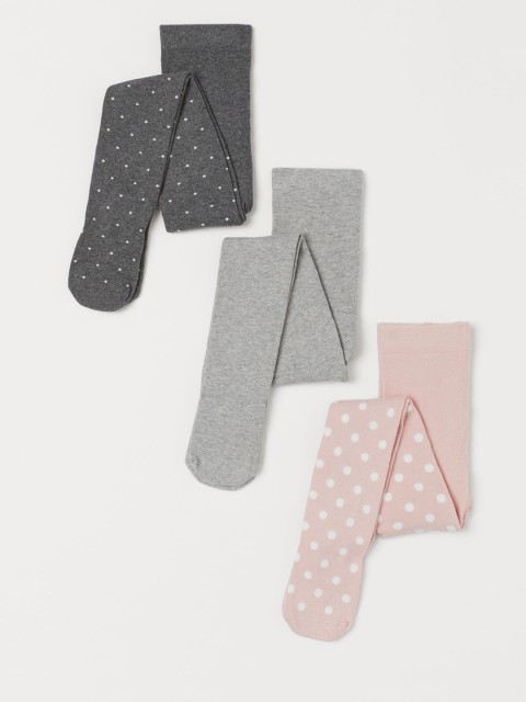 

H&M Girls 3-Pack Tights, Grey