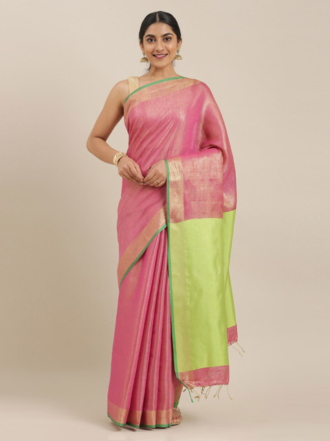 

The Chennai Silks Green Solid Art Silk Saree