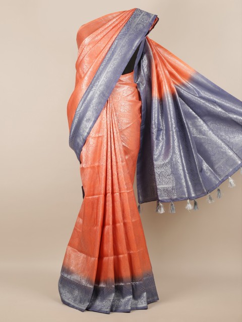 

Pothys Orange Woven Design Jute Silk Saree
