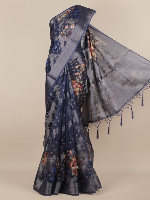 

Pothys Blue Printed Tissue Saree
