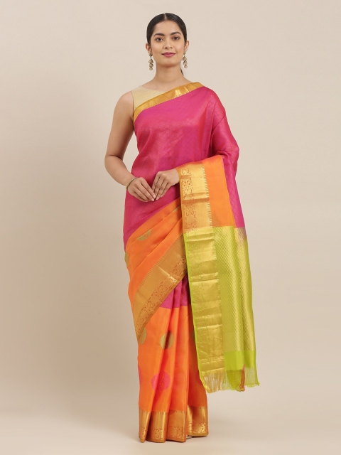 

The Chennai Silks Orange & Magenta Pure Silk Woven Design Kanjeevaram Saree
