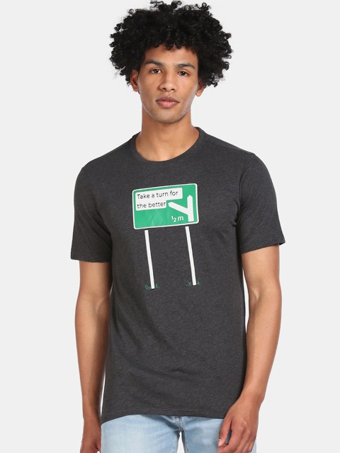 

Colt Men Grey Printed Round Neck T-shirt