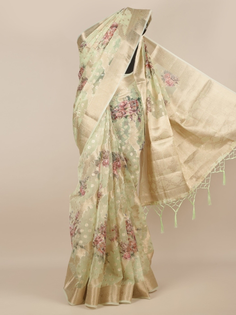 

Pothys Green Printed Tissue Saree