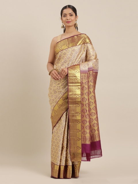 

The Chennai Silks Beige Pure Silk Woven Design Kanjeevaram Saree