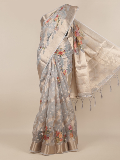 

Pothys Grey Woven Design Tissue Saree