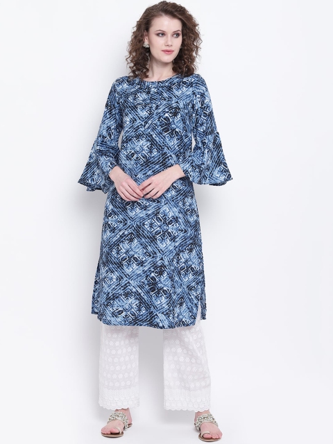 

Napra Women Blue Paisley Printed Flared Sleeves Georgette Kurta