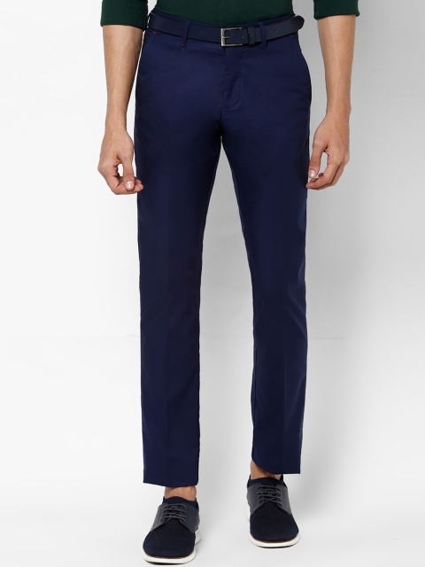 

Allen Solly Men Navy Blue Solid Regular Trousers