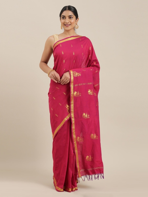 

The Chennai Silks Magenta Woven Design Polycotton Saree
