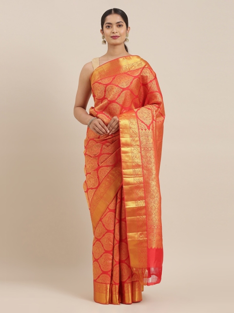

The Chennai Silks Red & Gold-Toned Pure Silk Woven Design Kanjeevaram Saree