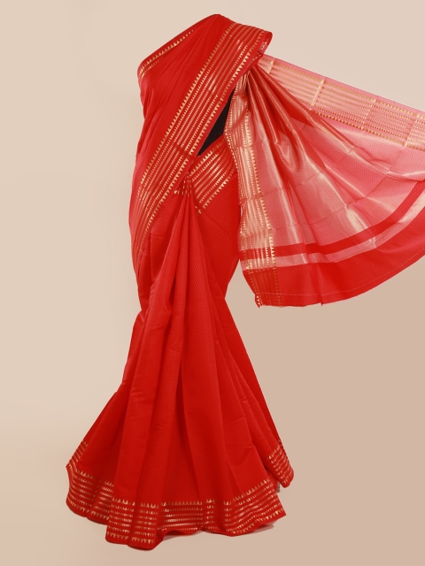 

Pothys Red Solid Art Silk Saree