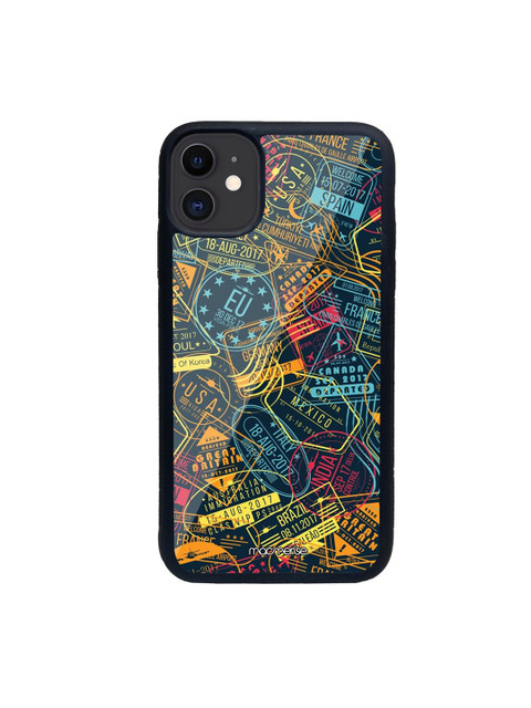 

macmerise Black & Yellow Immigration Stamps Neon iPhone 11 Back Case