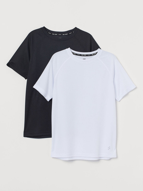 

H&M Mens White & Black Cotton 2-pack sports tops