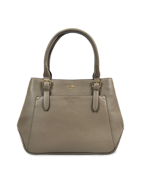 

Eske Taupe Solid Leather Handheld Bag