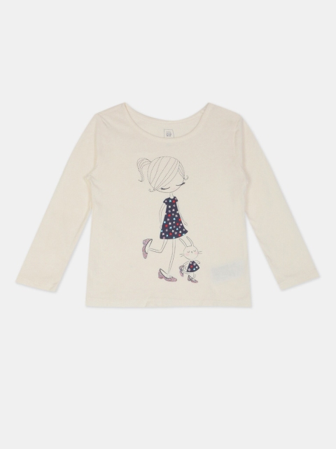 

GAP Baby White Graphic Long Sleeve Cotton Tee