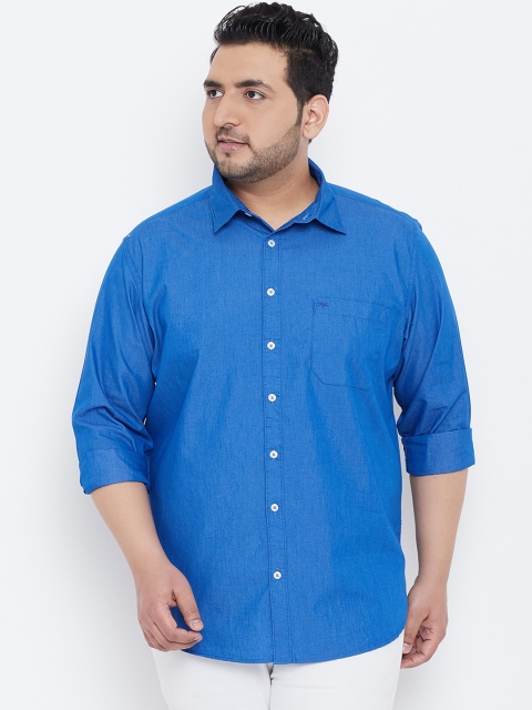 

Chennis Men Navy Blue Slim Fit Solid Plus Size Casual Shirt