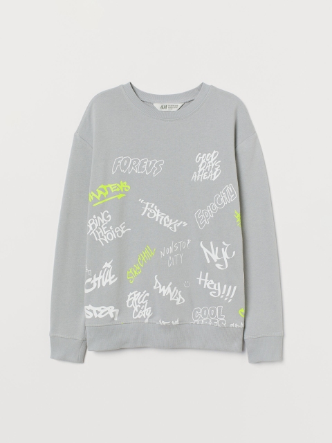 

H&M Boys Grey & White Printed Sweatshirt