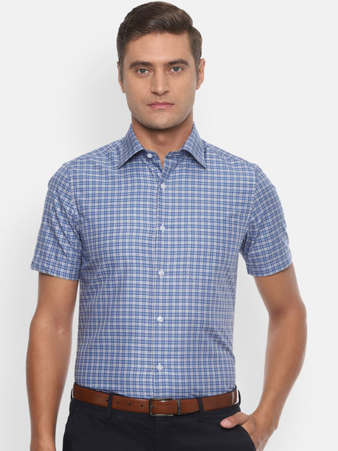 

Louis Philippe Men Blue Regular Fit Checked Casual Shirt