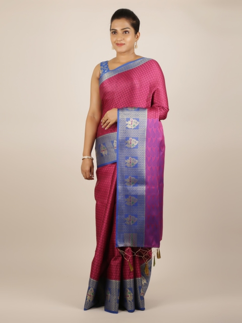

Pothys Pink Solid Cotton Blend Saree