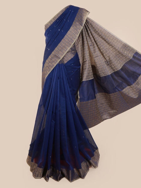 

Pothys Blue Striped Supernet Saree