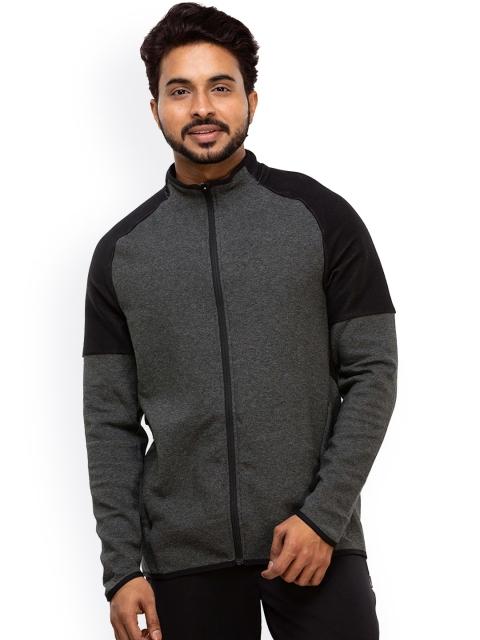 

Domyos By Decathlon Men Charcoal Grey & Black Colourblocked Insulator Sporty Jacket
