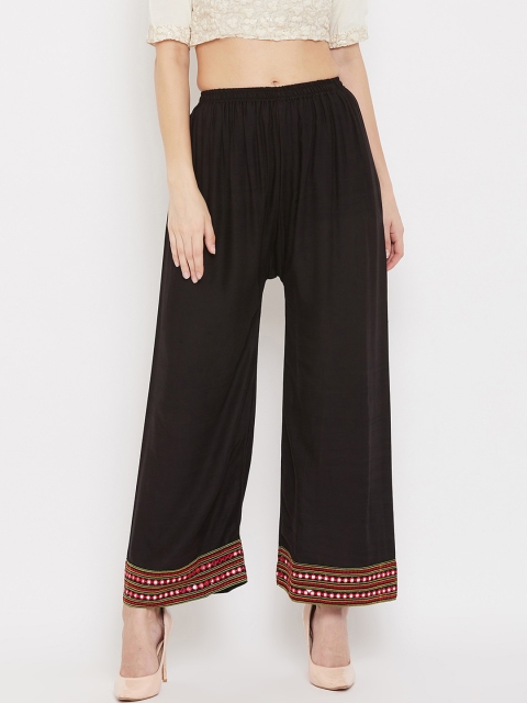 

Clora Creation Women Black Hem Design Flared Palazzos