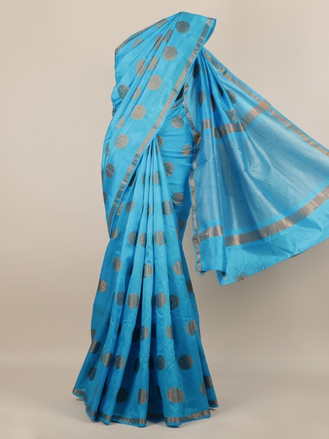 

Pothys Blue Woven Design Jute Silk Saree