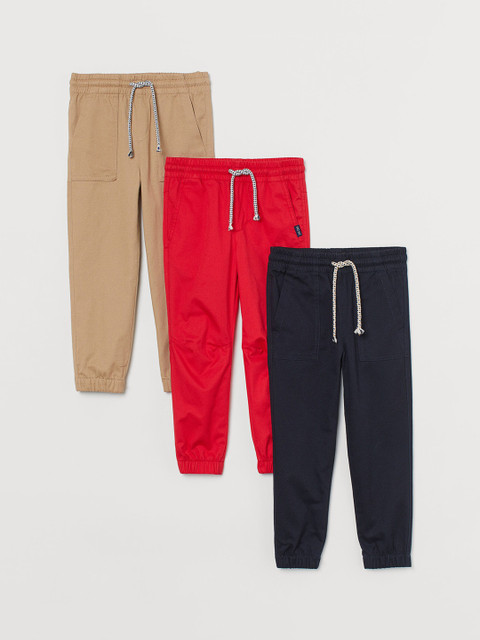 

H&M Boys Multicoloured 3-Pack Twill Joggers, Multi