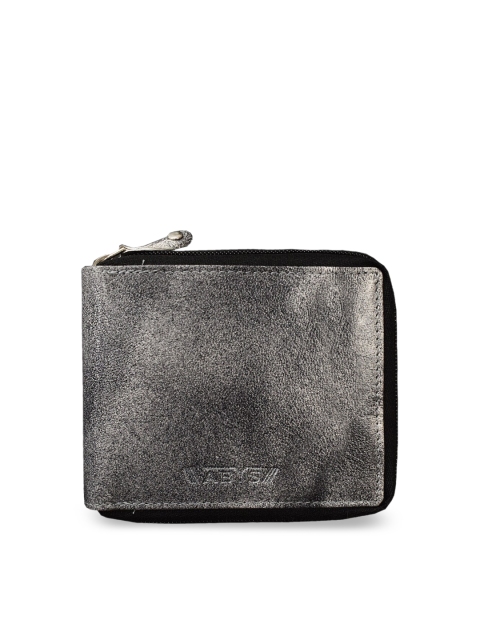 

ABYS Men Charcoal Textured Zip Around Wallet