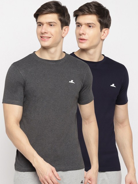 

SPARROWHAWK Men Pack of 2 Multicoloured Solid Round Neck T-shirt, Multi