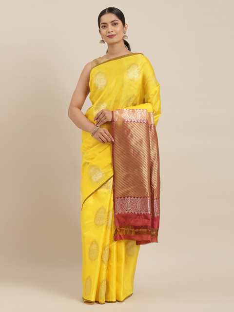 

The Chennai Silks Yellow Pure Silk Woven Design Kanjeevaram Saree