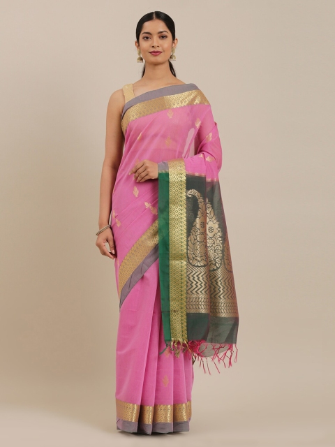 

The Chennai Silks Pink Silk Cotton Woven Design Maheshwari Saree