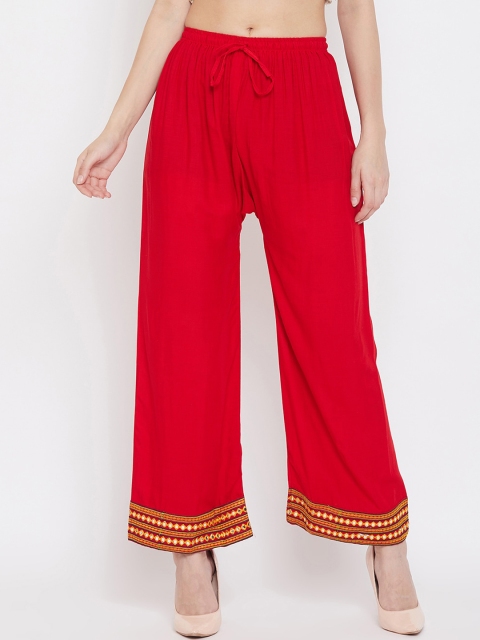 

Clora Creation Women Red Hem Design Wide Leg Palazzos