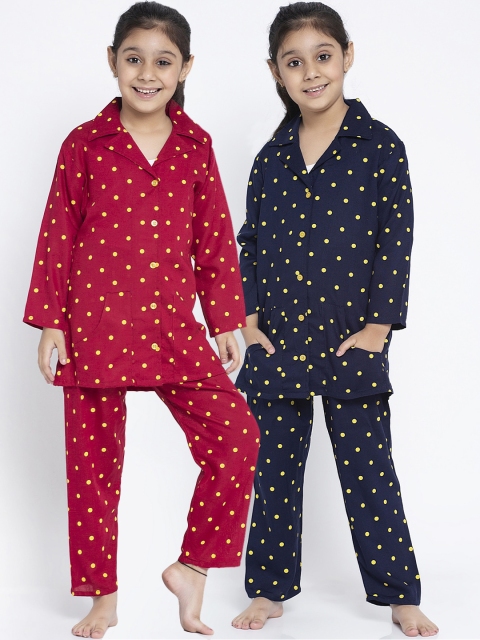 

Baani Creations Girls Pack of 2 Multicoloured Printed Night Suit, Multi